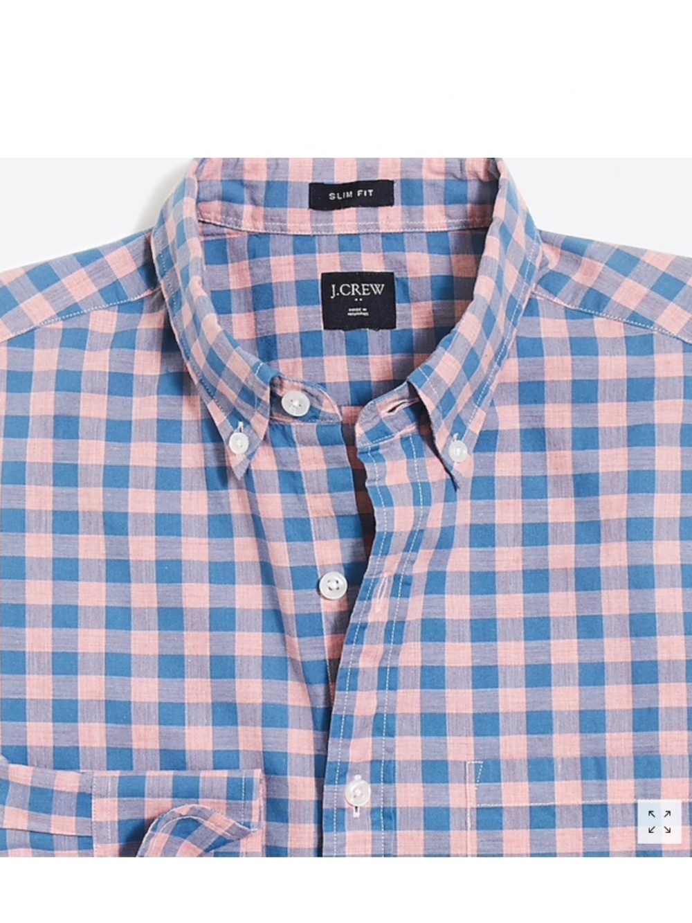 J. Crew Slim Heathered Cotton Gingham Button Down Oxford Shirt